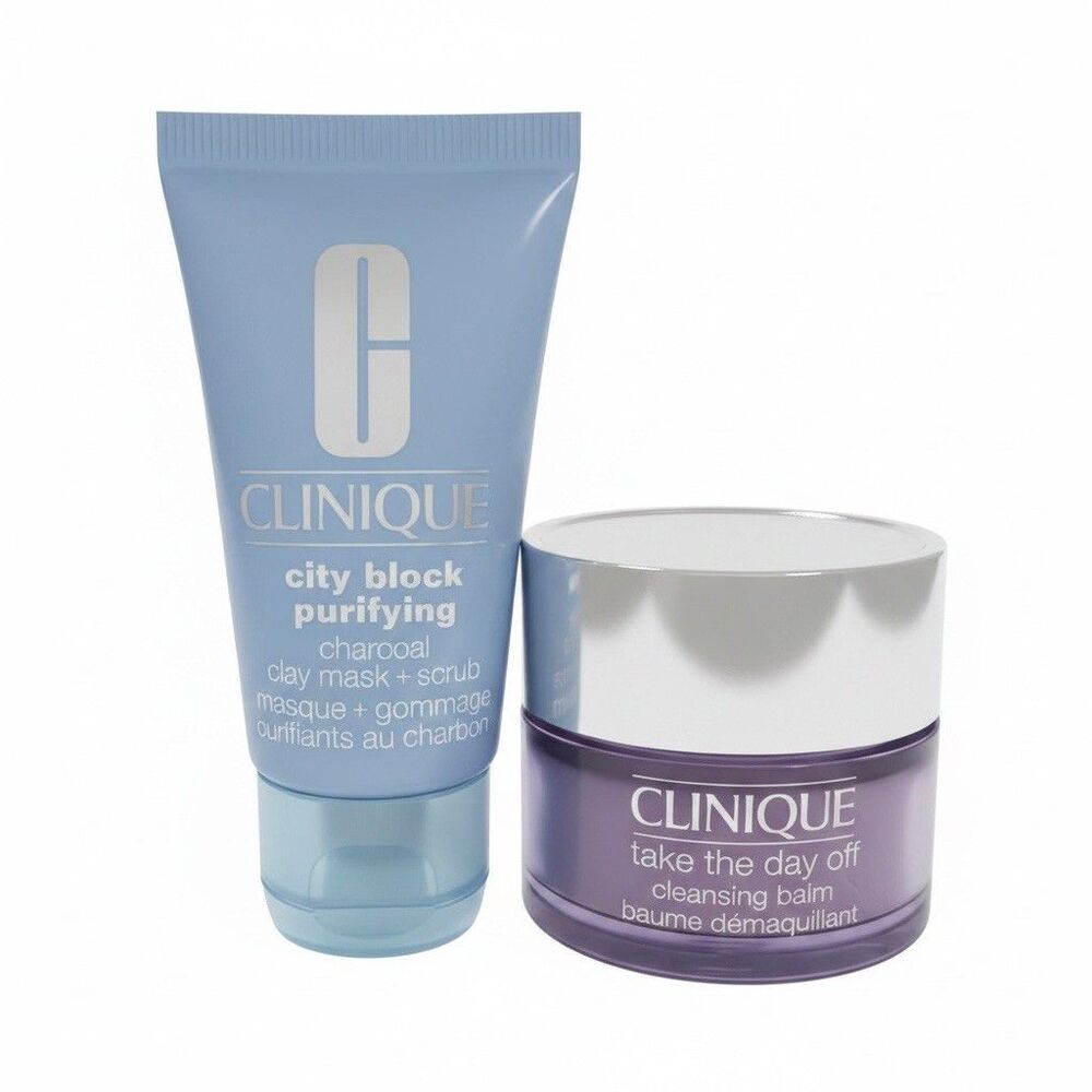 Clinique City Block Purifying Charcoal Clay Mask/Scrub & Cleansing Balm 1oz each